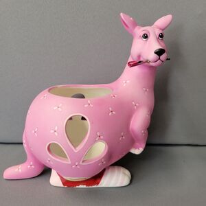 PartyLite Pink Kangaroo Tea Light Votive Holder Retired Candle Decor Pink
